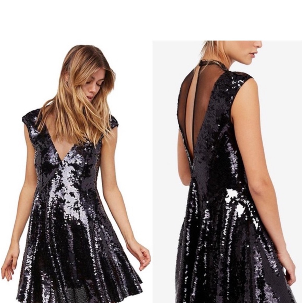 Free People Elegant Black Sequin Dress